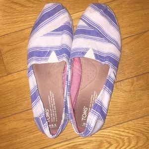 Blue and White Canvas Toms